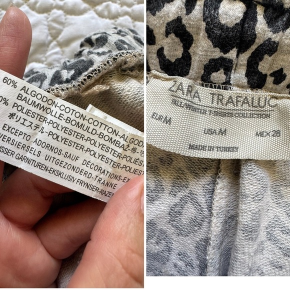 Zara Trafaluc Gray and Black Leopard Print Lightweight Joggers Size Medium - Picture 8 of 16